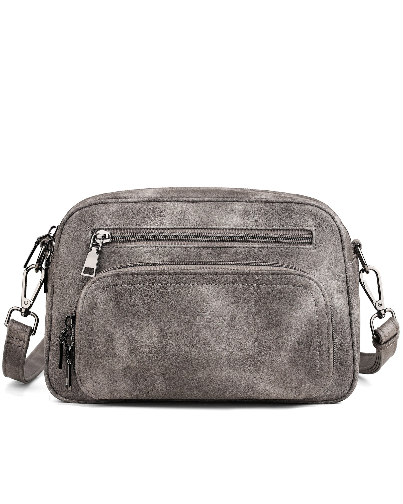 Grey leather fashion crossbody handbag