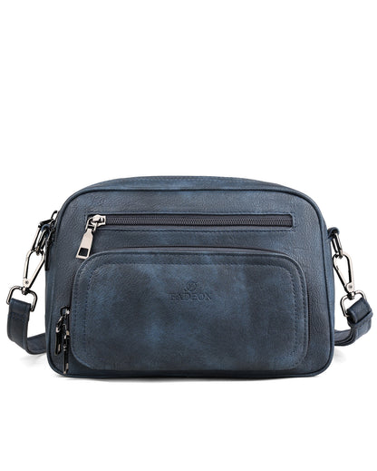 Multi-pocket Leather Crossbody Bag