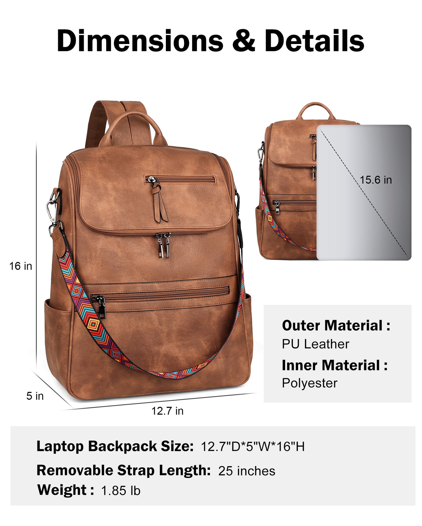 Multi-zipper Compartment Laptop Backpack