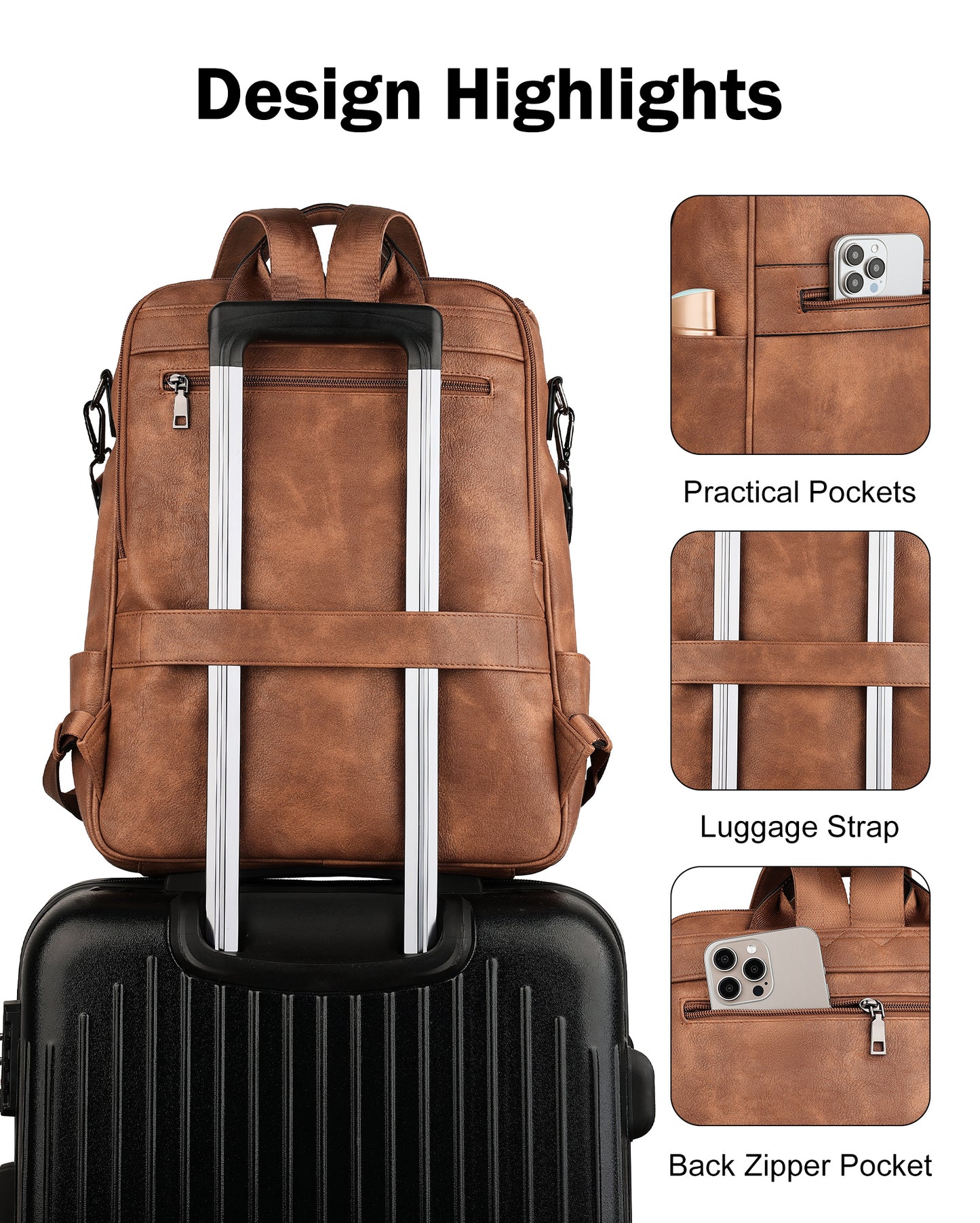 Multi-zipper Compartment Laptop Backpack