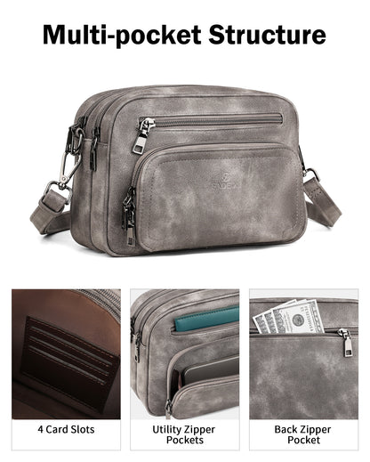 Multi-pocket Leather Crossbody Bag